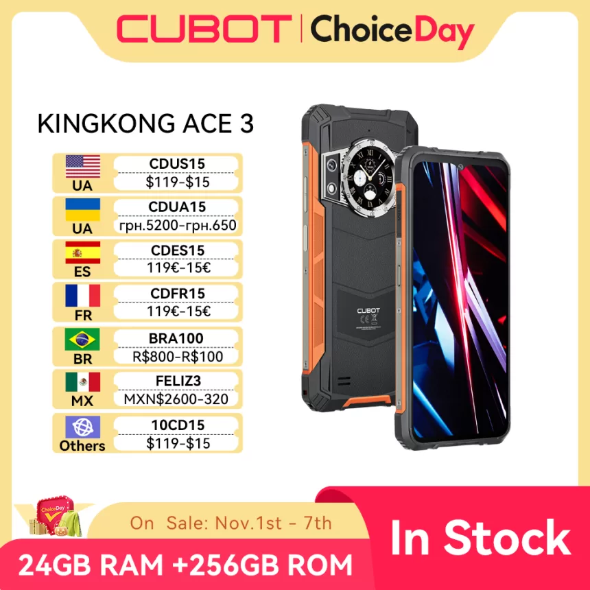 Cubot KingKong ACE 3, smartphone android 14, 24GB RAM(8GB+16GB), 256GB ROM, 90Hz Screen,Dual Screen, 100MP Camera, Add to Cart