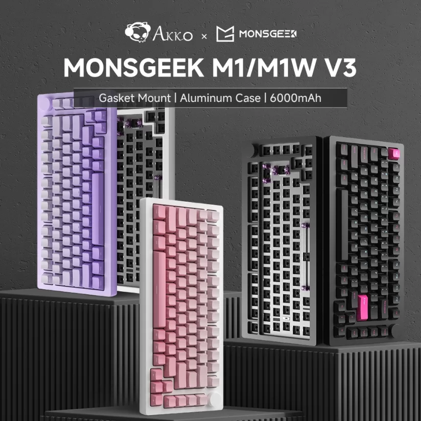 AKKO X MonsGeek M1/M1W V3 Mechanical Gaming Keyboard/Barebone DIT Kit 75% 3/5 Pin Hot Swap RGB Gasket Mount Aluminum Case