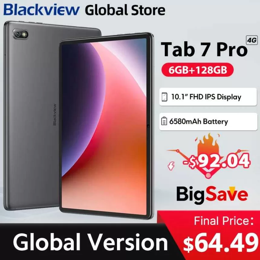 Blackview Tab 7 pro Tablet 10.1'' FHD Display GPS 6GB 128GB 4G 13MP Camera 6580mAh Unisoc T606 Android 12 Tablets Pad PC