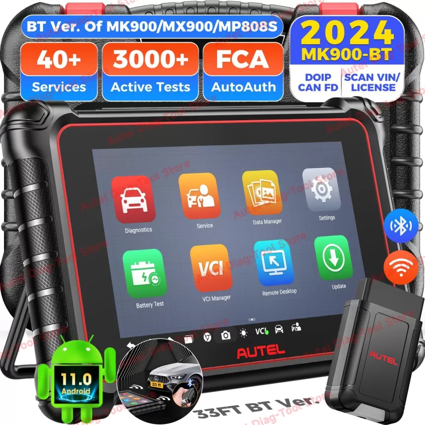 Autel MaxiCOM MK900BT MK900 BT Car Diagnostic Tools OBD2 Scanner 40+Service Active Test CAN-FD&DOIP Upgrade of MK808BT Pro MK900