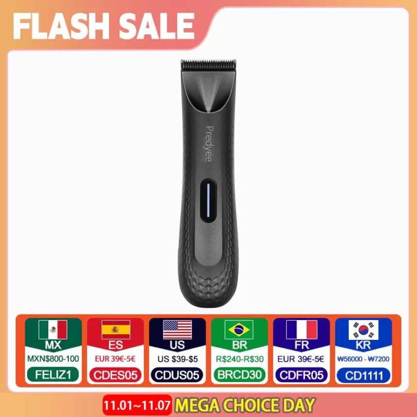 Electric Groin Hair Trimmer for Men,Body Groomer & Pubic Waterproof Hair Trimmer,Replaceable Ceramic Blade