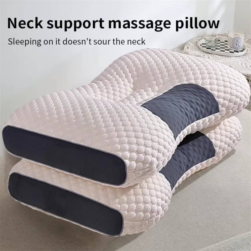 Neck Pillow Help Sleep And Protect The Neck Cervical Orthopedic Household Soybean Fiber SPA Massage Pillow For Sleeping New