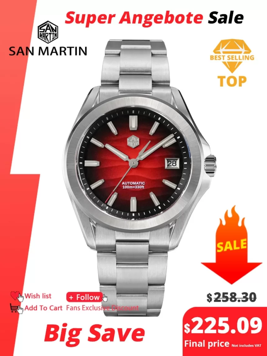 San Martin New Gada Watch 39mm Desert Texture Men Dress Watch NH35 Automatic Mechanical Sapphire Waterproof 100m Luminous SN0129