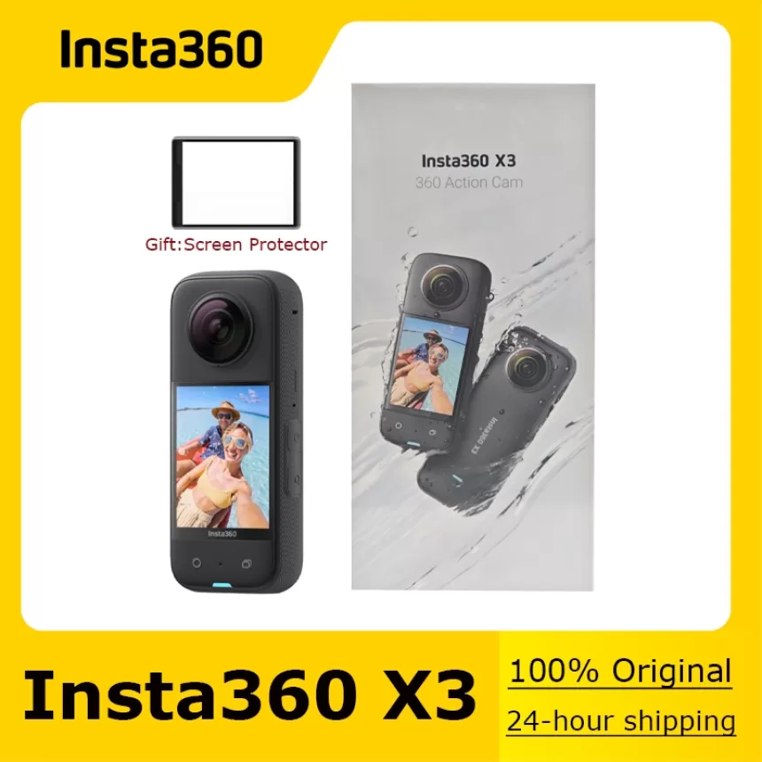 Insta360 X3 - Waterproof 360 Action Camera with 1/2" 48MP Sensors,5.7K 360 Active HDR Video,72MP 360 Photo,4K Single-Lens