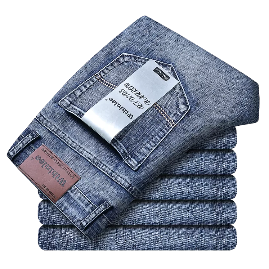 Wthinlee New Business Men's Jeans Casual Straight Stretch Fashion Classic Blue Black Work Denim Trousers Male Brand Clothing