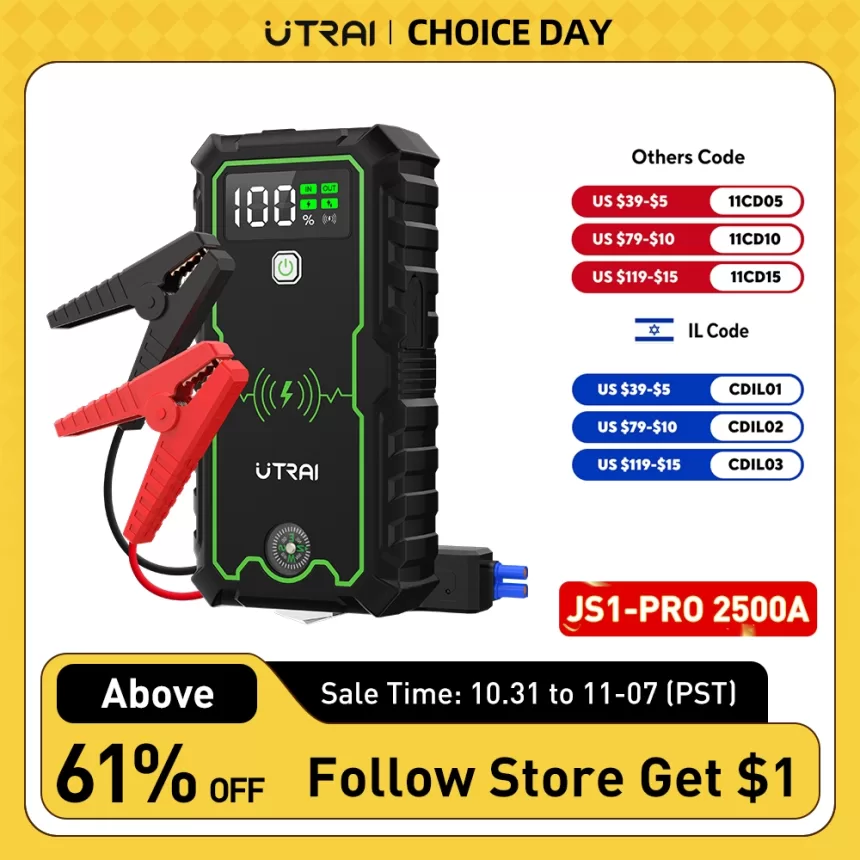 UTRAI Power Bank 2500A Jump Starter Portable Charger Car Booster 12V Auto Starting Device Emergency Car Battery Starter