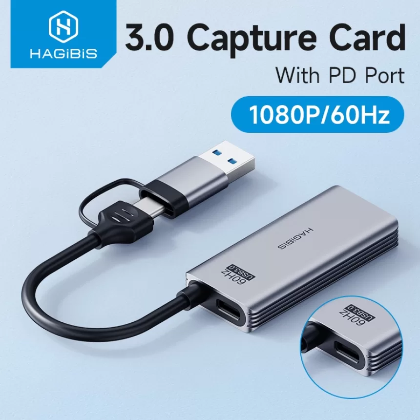 Hagibis USB 3.0 Video Capture Card With PD Port Fast Charging For iPad HDMI to USB/Type-c Gaming Live Streaming Video Recorder