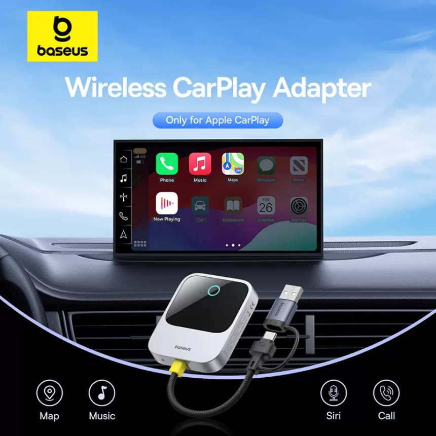 Baseus CarPlay Wireless Adapter Smart CarPlay Box IOS Wired to Wireless Car Play Display Plug&Play Bluetooth WiFi Connect Auto