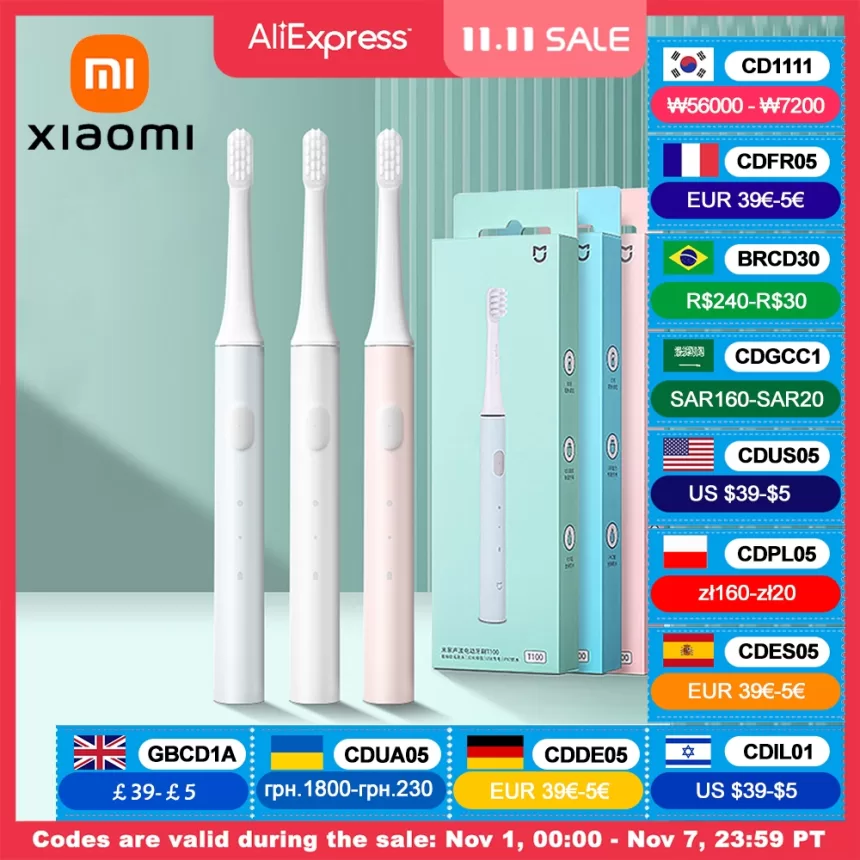 XIAOMI MIJIA T100 Sonic Electric Toothbrush Cordless USB Rechargeable Toothbrushes Waterproof Ultrasonic Automatic Tooth Brush