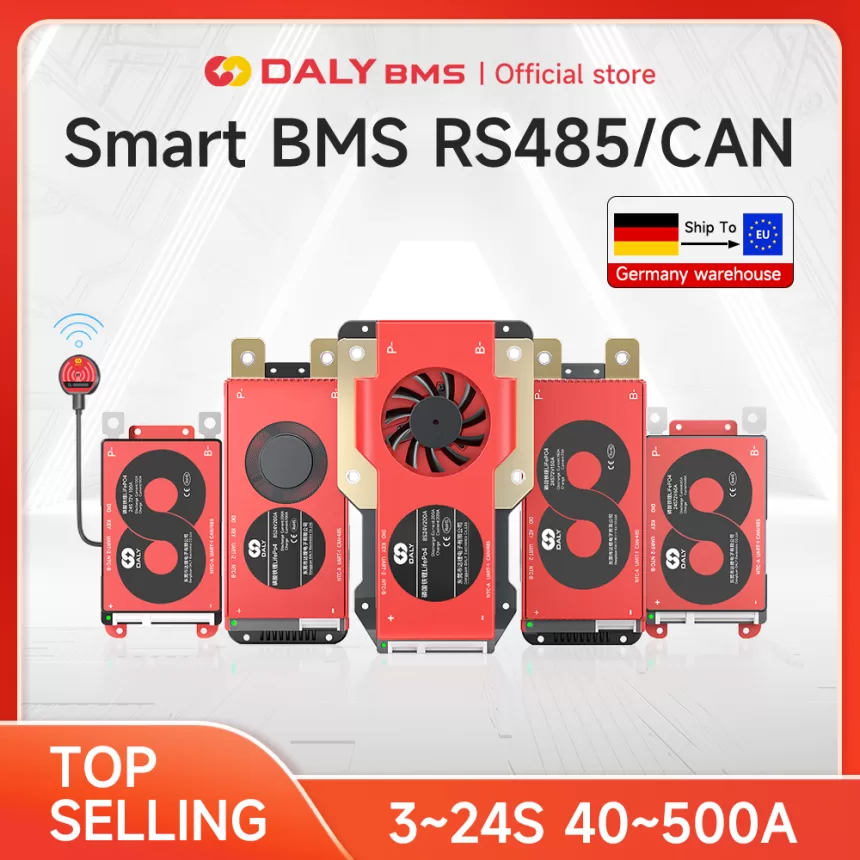 Daly Smart BMS LiFePo4 4S 12V BMS 8S 24S 72V 48V 16S 40A 60A 100A 150A 200A 250A 300A 3.7V Li-Ion BMS 7S 13S 14S 3.2V BMS