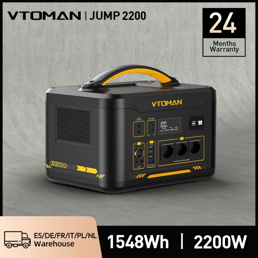 VTOMAN JUMP 2200 Portable Power Station 828/1548Wh LiFeP04 Battery Solar Generator Solar for Home Outdoor Camping