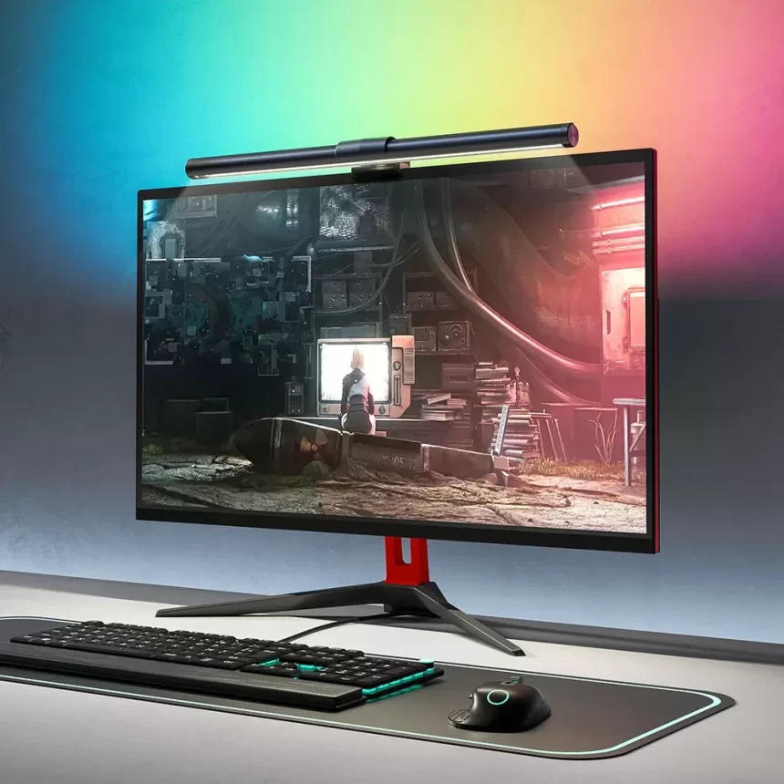 BlitzWolf® BW-CML2 RGB Gaming Monitor Light Bar Dual Light Source 300-1000Lux Adjustable Cool/Mix/Warm Light Color Temperature Eye Protection Anti-Glare USB e-Reading Light Touch Control for Home Office PC Computer