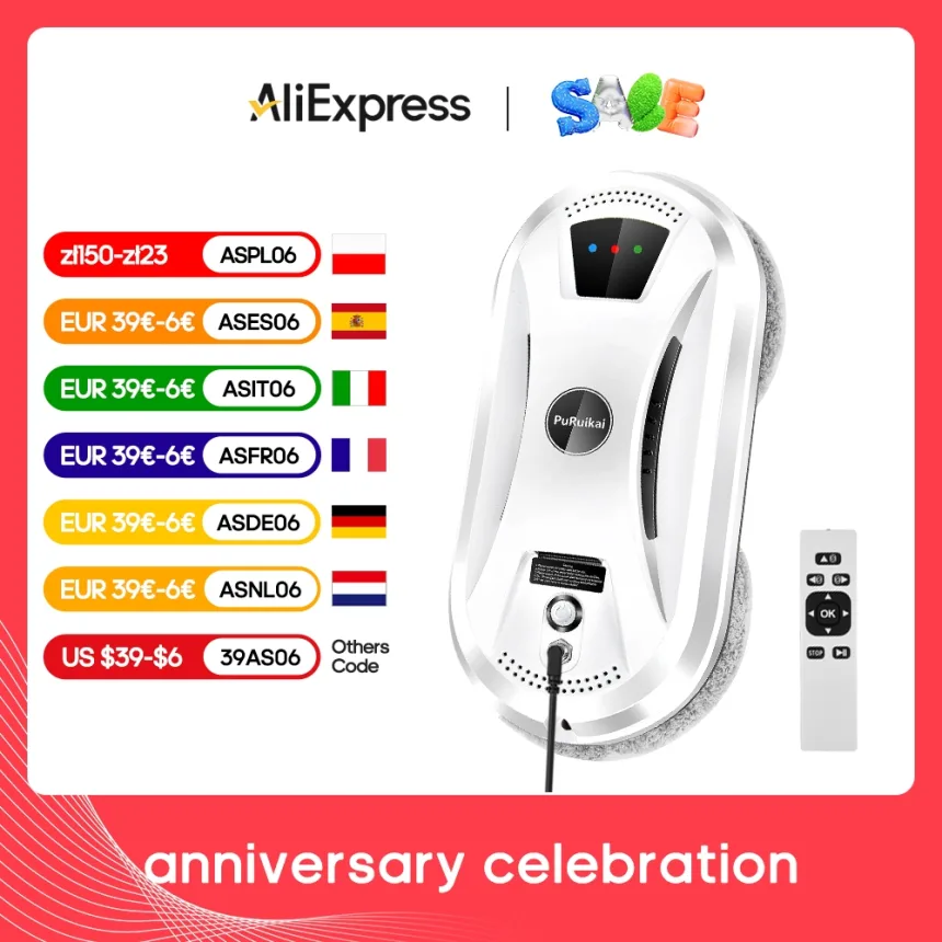 PuRuiKai Ultra thin Robot vacuum cleaner window cleaning robot window electric glass limpiacristales remote control for home