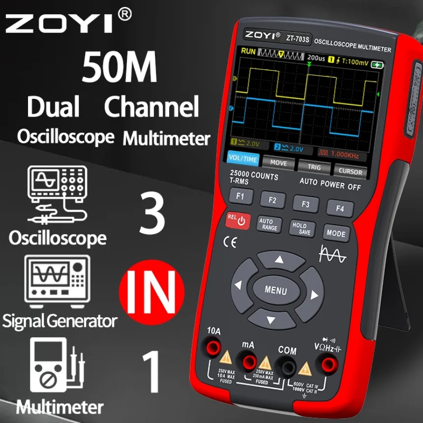 ZOYI color screen handheld dual-channel oscilloscope Multimeter 703s auto repair instrument multi-function measurement 3-in-1