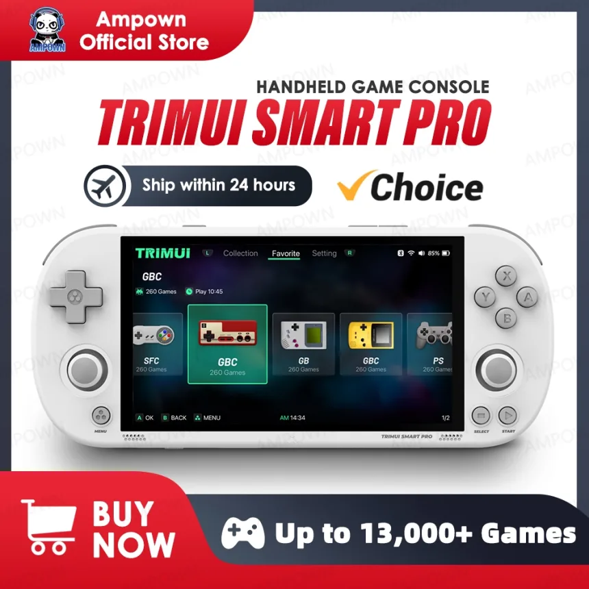 Trimui Smart Pro Handheld Game Console 4.96''IPS Screen Linux System Joystick RGB Lighting Smartpro Retro Video Game Player Gift