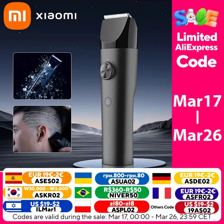 XIAOMI MIJIA Hair Trimmer Machine Hair Clipper1/2 IPX7 Waterproof Professional Cordless Men Electric Hair Cutting Barber Trimmer