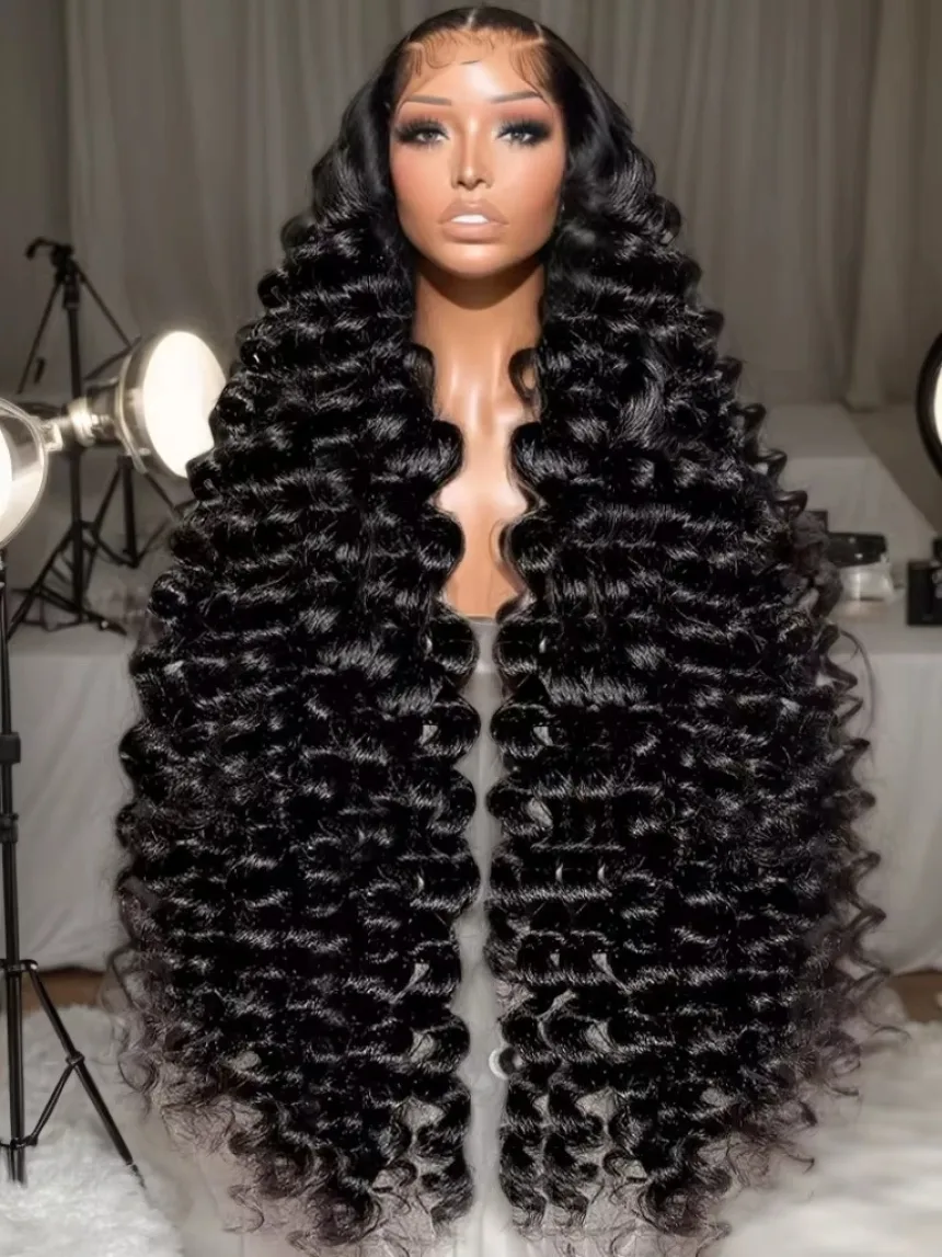 250 Density Loose Deep Wave Wigs 30 40 Inch 13x6 HD Frontal Wig 13x4 Lace Frontal Human Hair Wig For Women