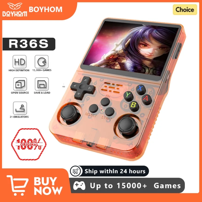 R36S Retro Handheld Video Game Console Linux System 3.5 Inch IPS Screen R35s Pro Portable Pocket Video Player 64GB Games
