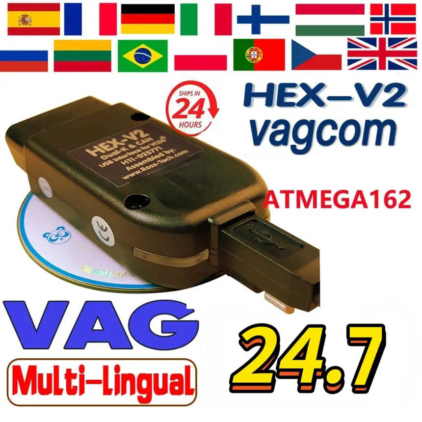 2024 VCDS VAGCOM Interface VCDSCAN HEX V2 Update 24.7 FOR VW For AUDI Skoda Seat Multi-Language Car Autocom Diagnostics Tools