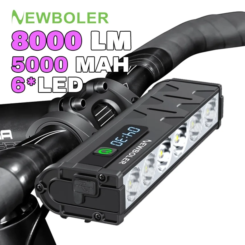 Bicycle Light Front 8000Lumen Bike Light 5000mAh Waterproof Flashlight USB Charging MTB Road Cycling Lamp Accessories