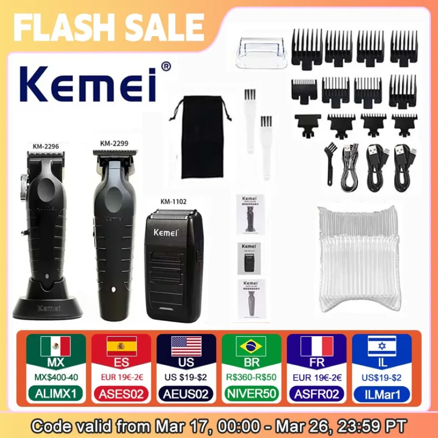 Kemei KM-2296 KM-2299 KM-1102 Professional Men's Barber Set Men's Electric Razor Electric Barber