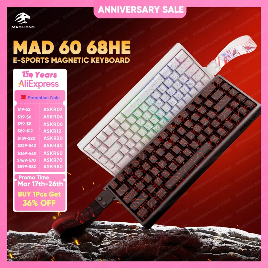 MADLIONS Mad 60he Mad60HE Mad 68HE Mechanical Keyboard Magnetic Switch Wired Hot Swap 8K Polling Rate Customized Gaming keyboard