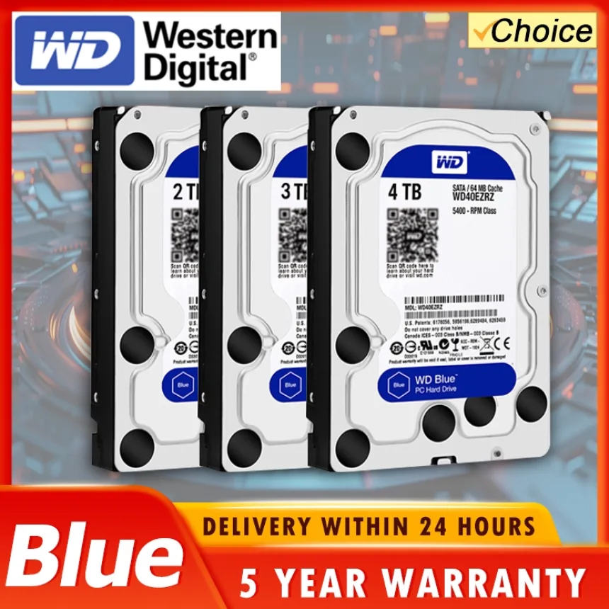 Western Digital WD BLUE 4TB 6T 3T2T 3.5" Hard Drive Disk SATA III 500GB1THD Hard disk For Monitoring Desktop Computer