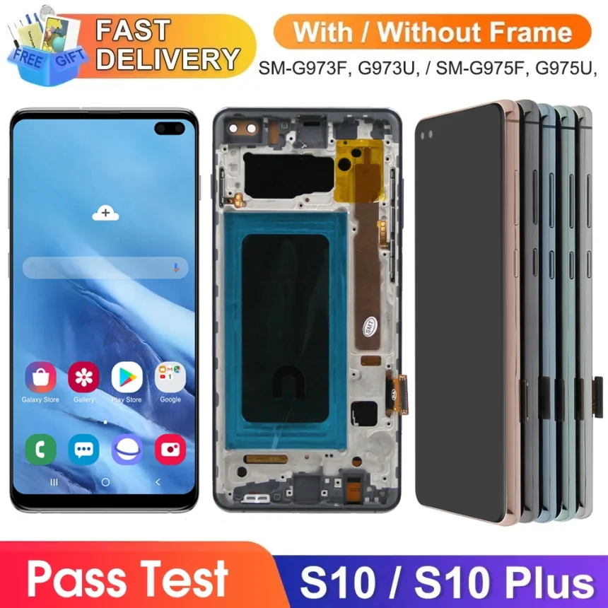 Screen for Samsung Galaxy S10 Plus S10+ G975 G975F Lcd Display Digital Touch Screen with Frame for Samsung Galaxy S10 Assembly