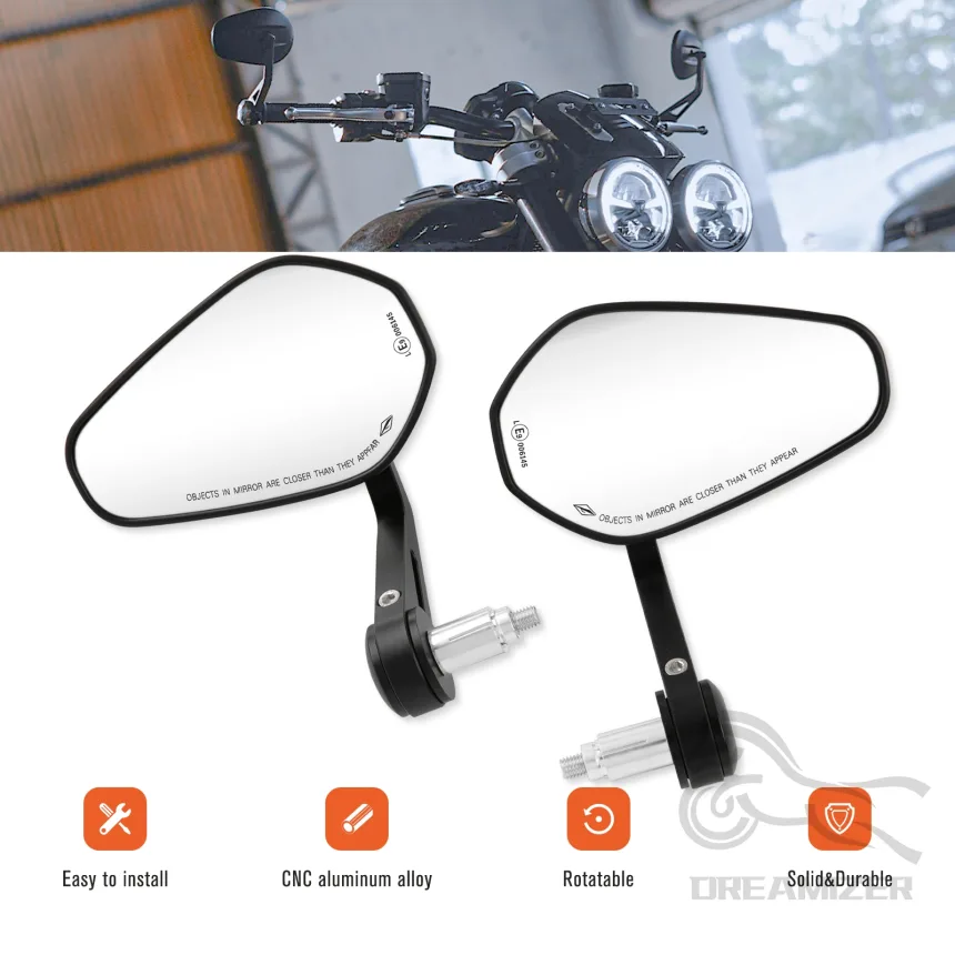 7/8" or 1" Motorcycle Motorbike Scooters Rear View Side Mirror Handle Bar End Mirrors For Yamaha Kawasaki Motorcycle Parts