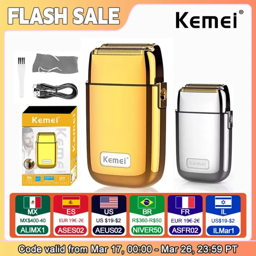 Kemei Tx1 Rechargeable Metal Housing Pro Electric Shaver For Men Hair Beard Electric Razor Bald Shaving Machine Finishing Fade
