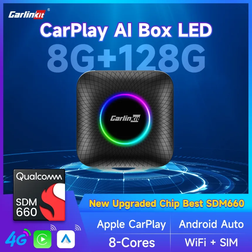 CarlinKit Android 13 SDM660 6225 CarPlay Ai Box LED 8-Cores Wireless Android Auto& CarPlay Car USB Adapter 64G 128G FOTA Upgrade