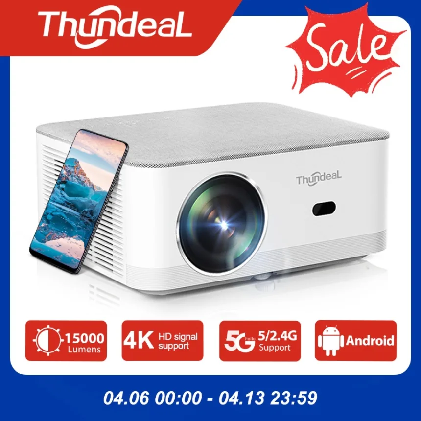 ThundeaL Portable Mini Projector TD92 Pro FHD 1080P Full HD Beam 4K Video WiFi Android Projector TD92Pro 3D Movie Home Theater