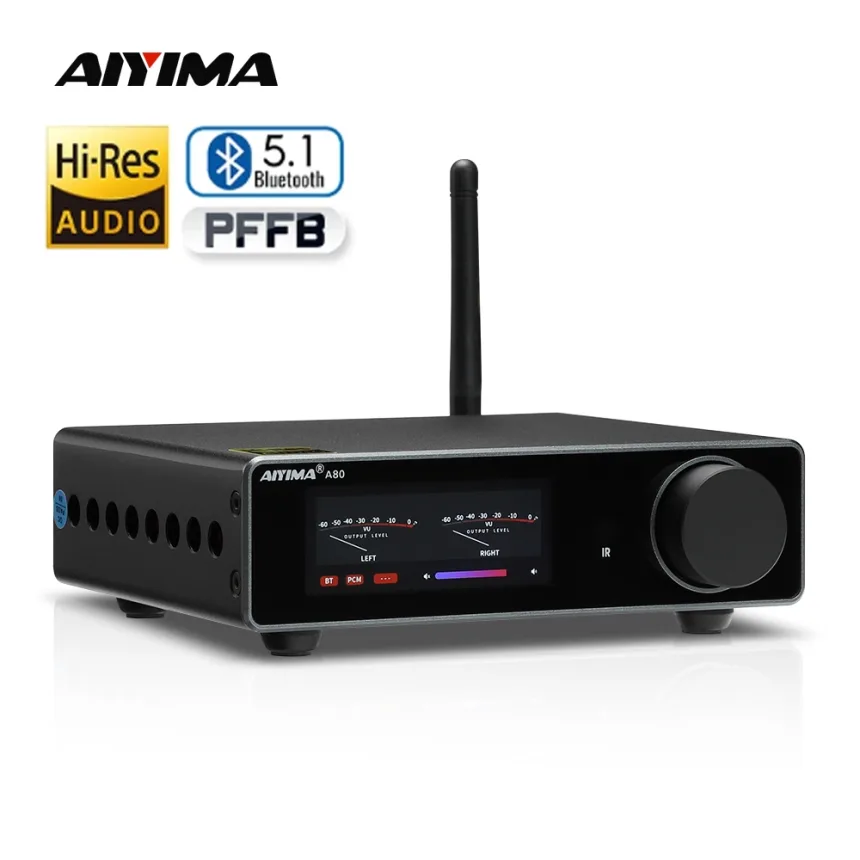 AIYIMA A80 TPA3255 DAC Bluetooth PFFB Stereo Power Amplifier 300Wx2 Class D 2.0 HiRes Digital Amp with RCA TRS OPT COA USB Input