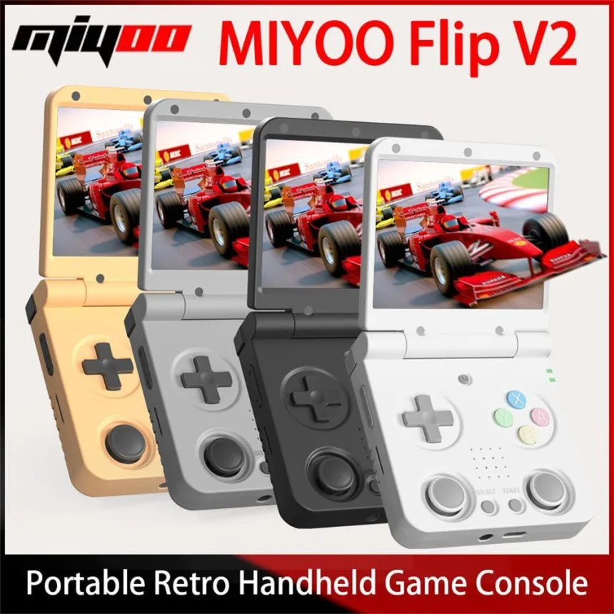 MIYOO Flip V2 Retro Handheld Game Console With Metal Hinge 3.5''IPS Screen Compact Portable Game Machine Dual analog sticks Gift