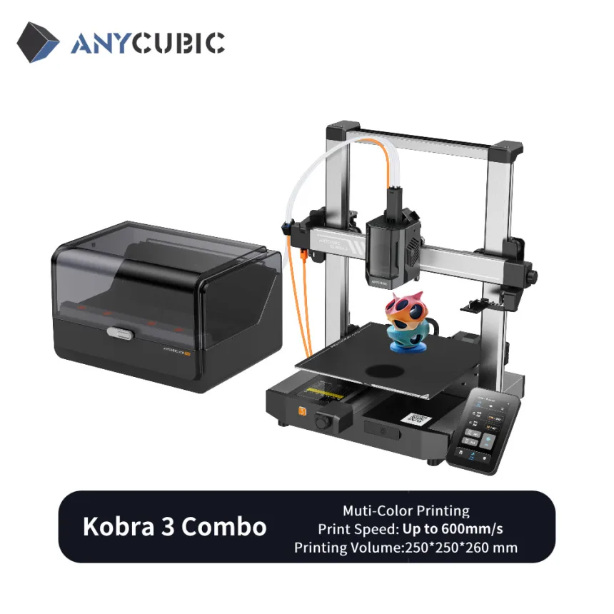 ANYCUBIC Kobra 3 Combo Multi-Color FDM 3D Printer With Max 600mm/s Printing Speed Build Size 250x250x260mm Print in 4 to 8 Color