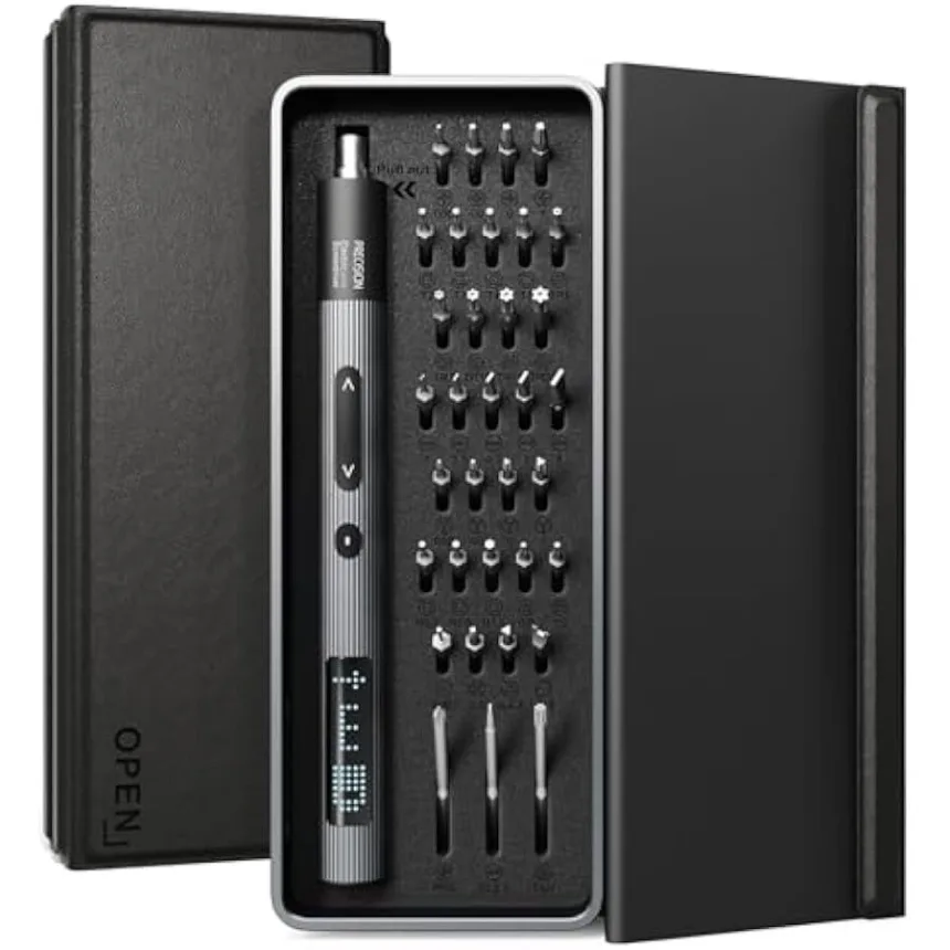 Precision Electric Screwdriver Set with LED Screen 36 in 1 Mini Rechargeable Battery Power Repair Tool Kit with 0.3N.m Leather