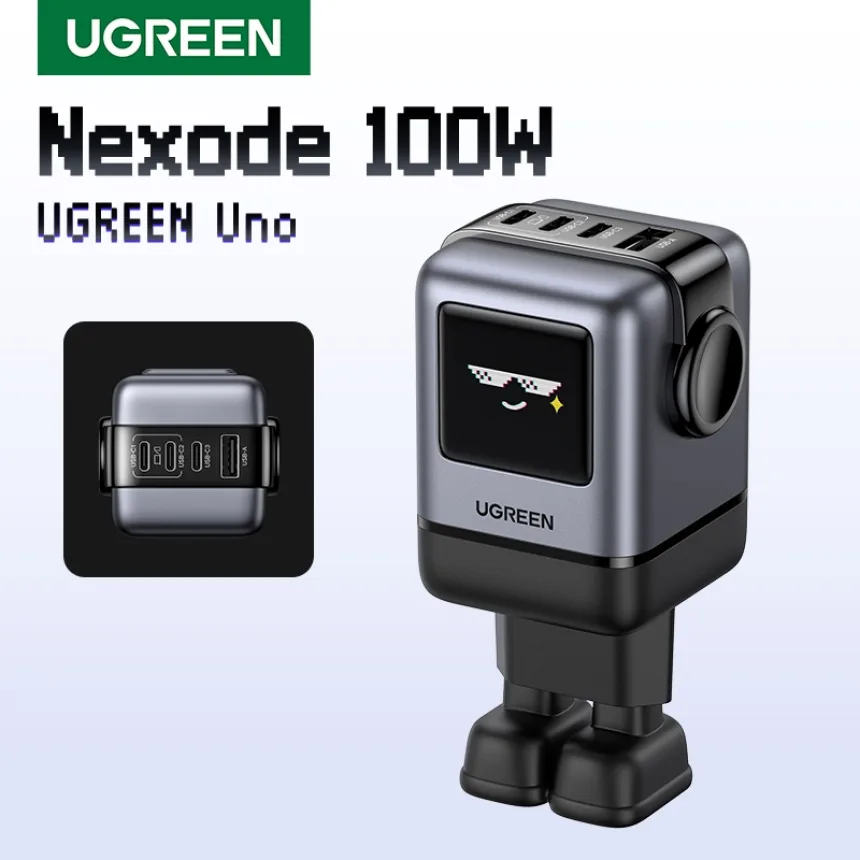 UGREEN Uno 100W GaN Charger Robot Design QC4.0 3.0 PPS PD 3.0 Fast Charger for iPhone 16 15 14 Pro Macbook Air Laptops Tablets