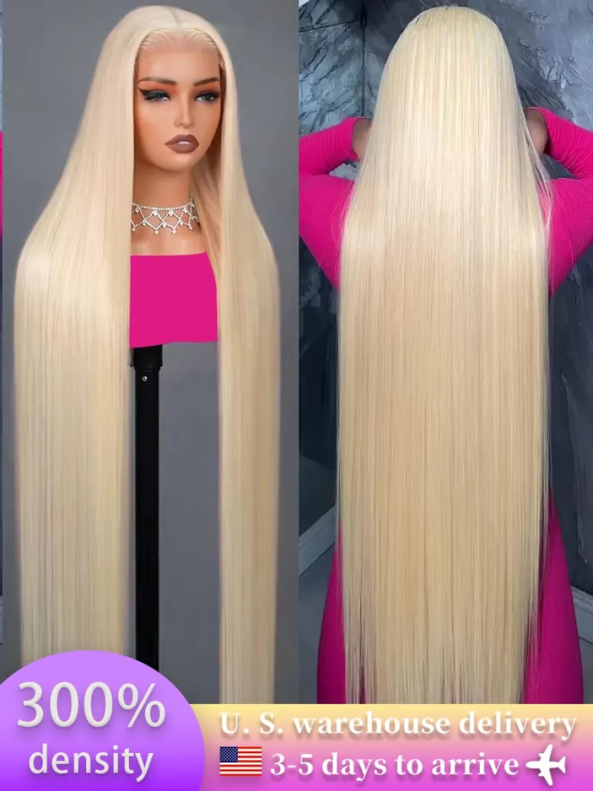 250 Density 36 40 Inch Straight 613 Blonde 13x6 Hd Lace Front Human Hair Wigs 13x4 Transparent Lace Frontal Brazilian Remy Wig