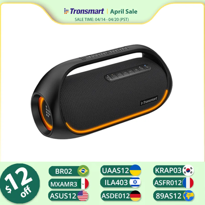Tronsmart Bang Speaker 60W Bluetooth Speaker with Lossless Hi-Res Audio, Heavy Bass, App Control, Portable Handle, for Party