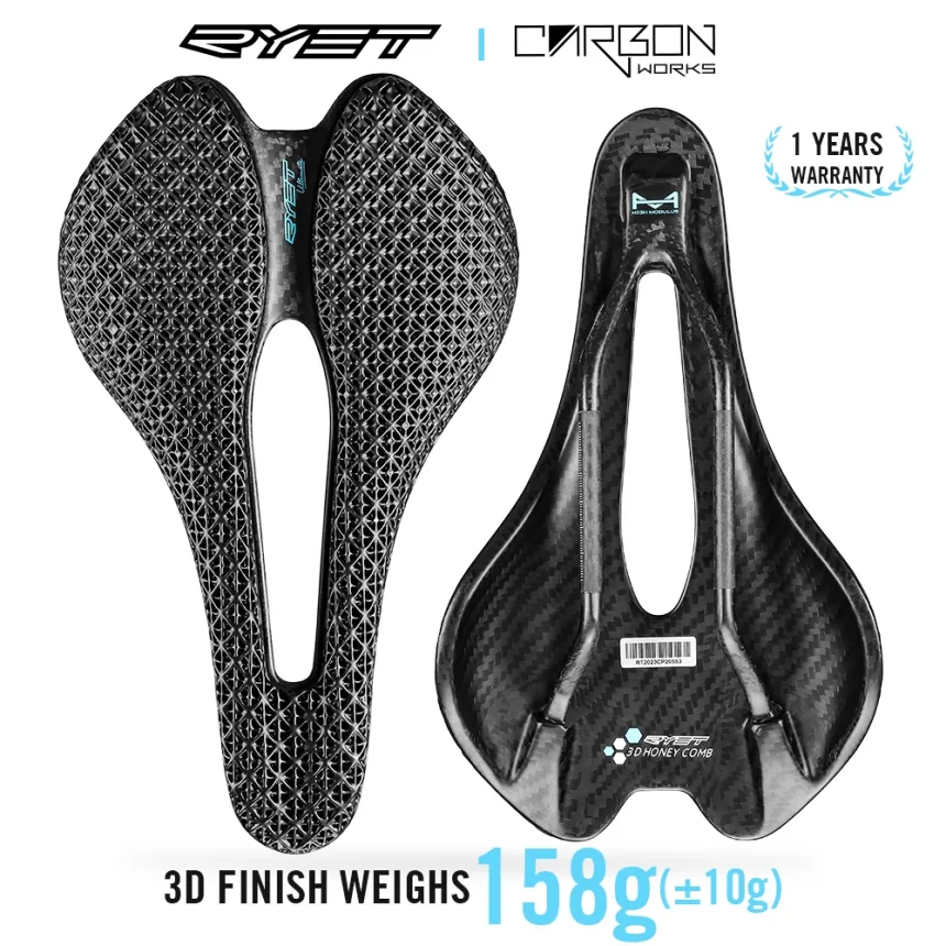 RYET 3D Printed Bicycle Saddle Ultralight Carbon EVA saddle 245x145mm Bike Seating for MTB Gravel Road Bike Seat Cycling Parts