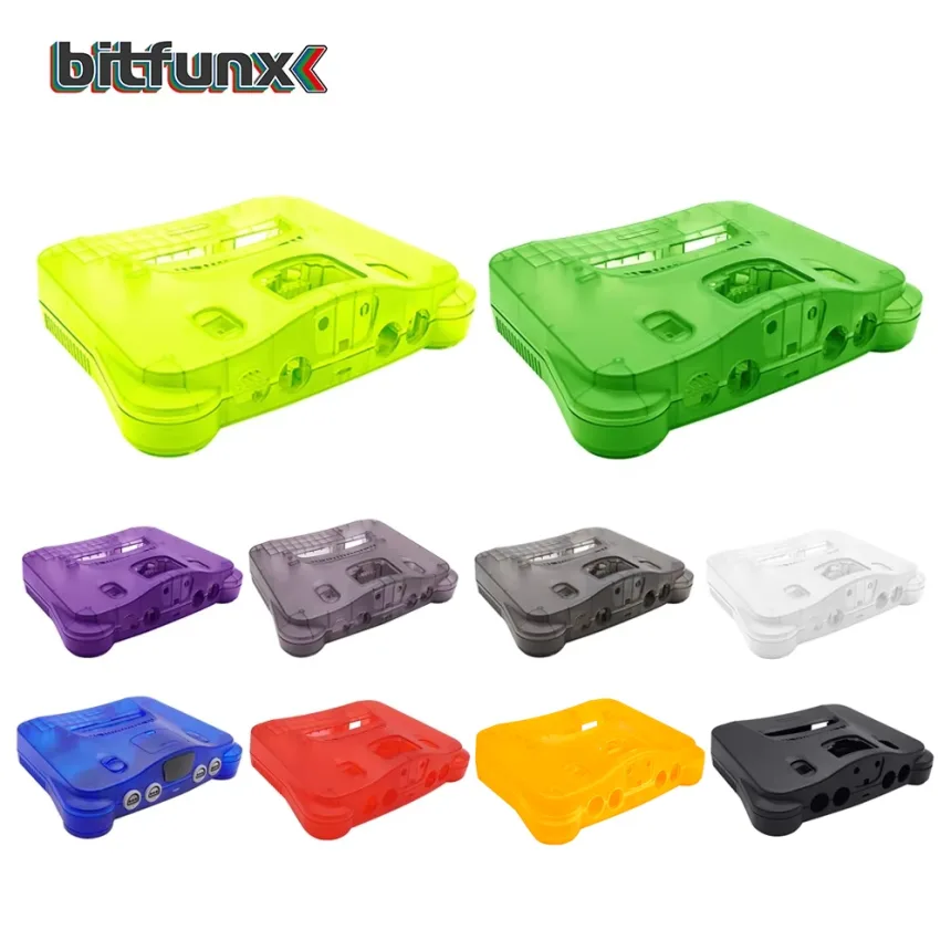 Bitfunx Replacement Plastic Shell Translucent Case for N64 Nintendo 64 Replacement Case Transparent Boxes