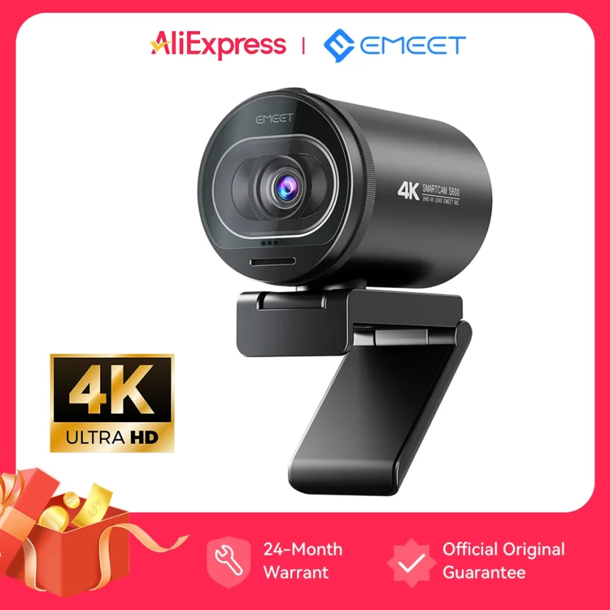 Webcam 4K Streaming Web Camera 1080P 60FPS USB Camera EMEET S600 Autofocus Living Stream Camera With Mics for Tiktok/YouTube