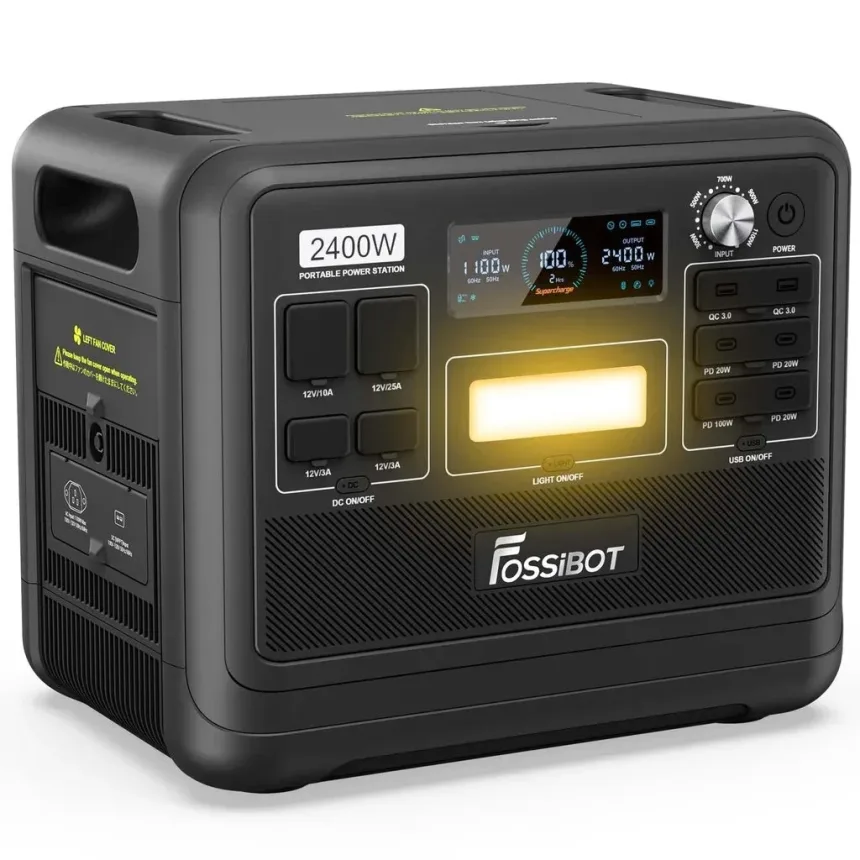 FOSSiBOT F2400 Portable Power Station, 2048Wh/640000mAh LiFePO4 Battery, 2400W(4800W Peak) Solar Generator,16 Output Ports