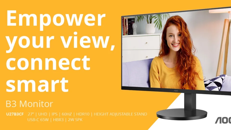 Aiškus vaizdas ir pašalinta netvarka su naujuoju „AOC U27B3CF“ monitoriumi: 4K ir USB-C sprendimas šių dienų profesionalams