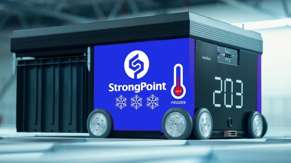„StrongPoint“ įdiegė pirmąjį pasaulyje automatizuotą „AutoStore™“ sandėlį pritaikytą šaldytiems produktams: sistema sukurta taip, kad užtikrintų maksimalų maisto prekių užsakymų surinkimo efektyvumą