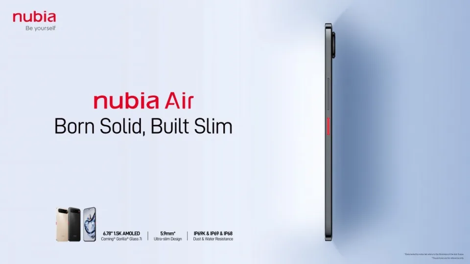 „Nubia“ pristatė itin ploną „Air“ išmaniojo telefono modelį su puikiomis atsparumo savybėmis