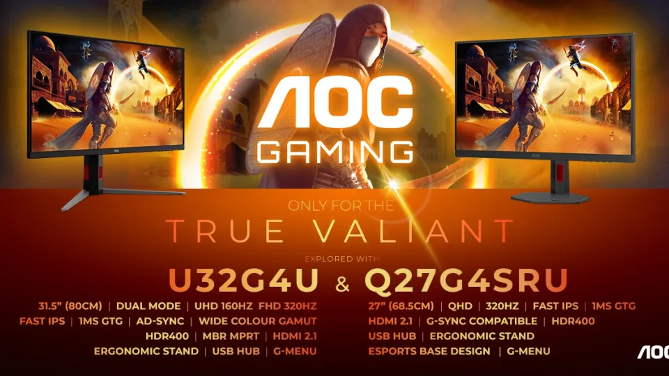 „AGON by AOC“ pristatė naująjį „Q27G4SRU“ su 320 Hz atsinaujinimo dažniu ir Quad HD raiška