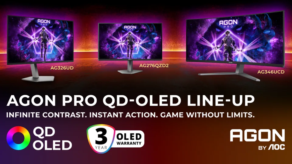 Penki aukščiausios klasės „AGON PRO“ monitoriai įrodo, kad QD-OLED yra žaidimų ekranų ateitis