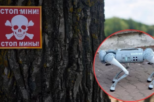 Ukraina pristatė robotinį šunį minų išminavimui, jis siunčiamas į pavojingiausias Ukrainos vietas
